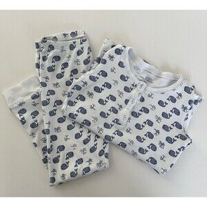 Roller Rabbit Girls Kids Pima Cotton Pajama Set Size 10 Blue Whales PJ